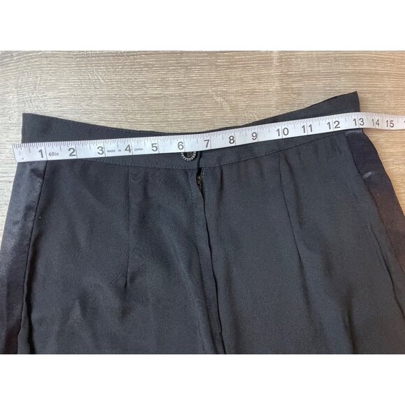 Vintage 90s Aziz Collection Black Pleated Tuxedo Satin Trim Pants Sz 6 - Picture 6 of 11
